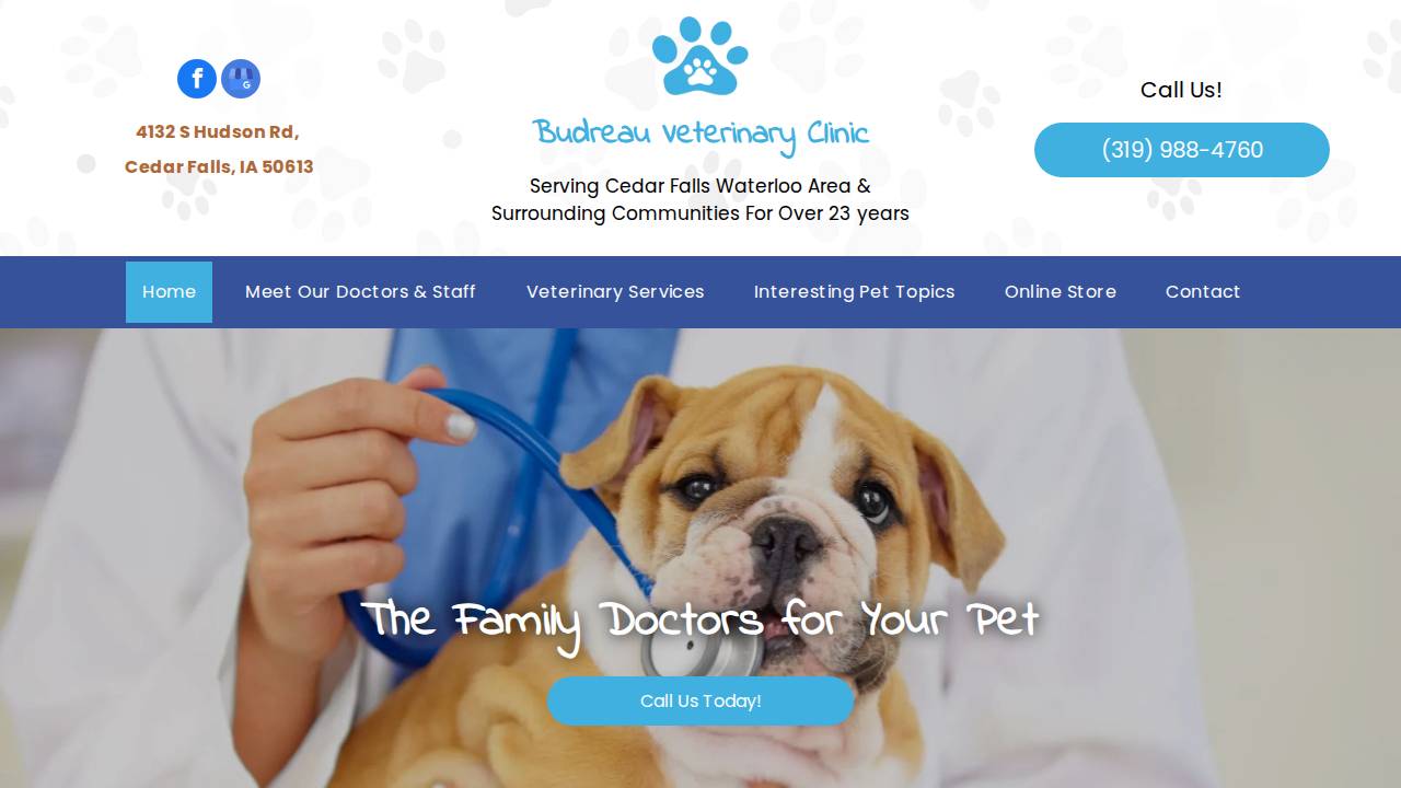 Budreau Veterinary Clinic PLC website screenshot