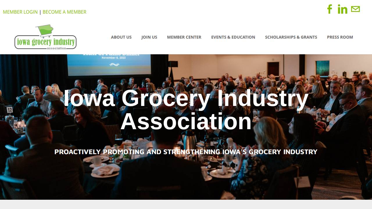 IA Grocery Industry Association website screenshot