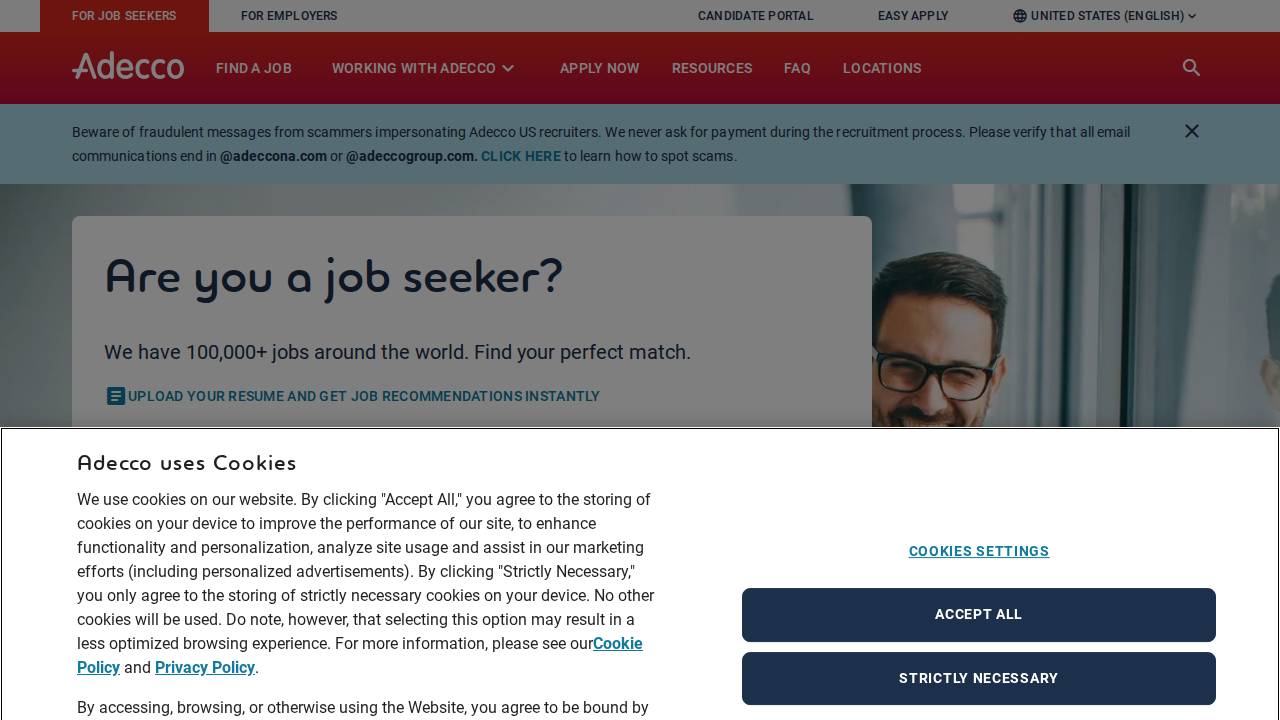 Adecco USA INC & Affilates website screenshot