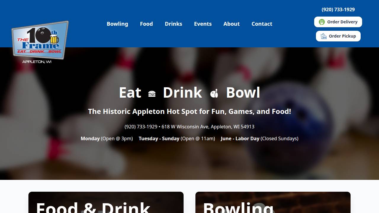 10th Frame PRO Shop website screenshot