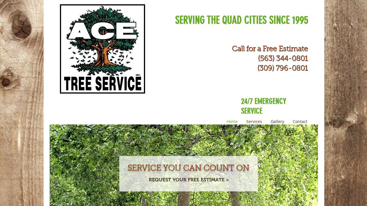 ACE Tree Service INC website screenshot