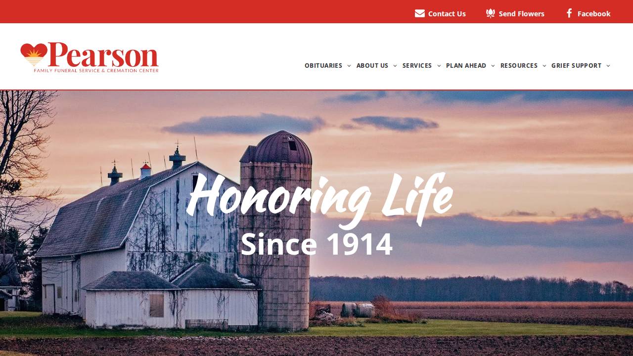 Dependable Friends Inc, Pearson Family Funeral Service website screenshot