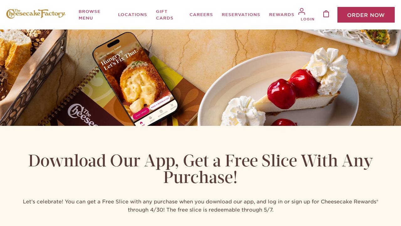 THE Cheesecake Factory Restaurants Inc website screenshot
