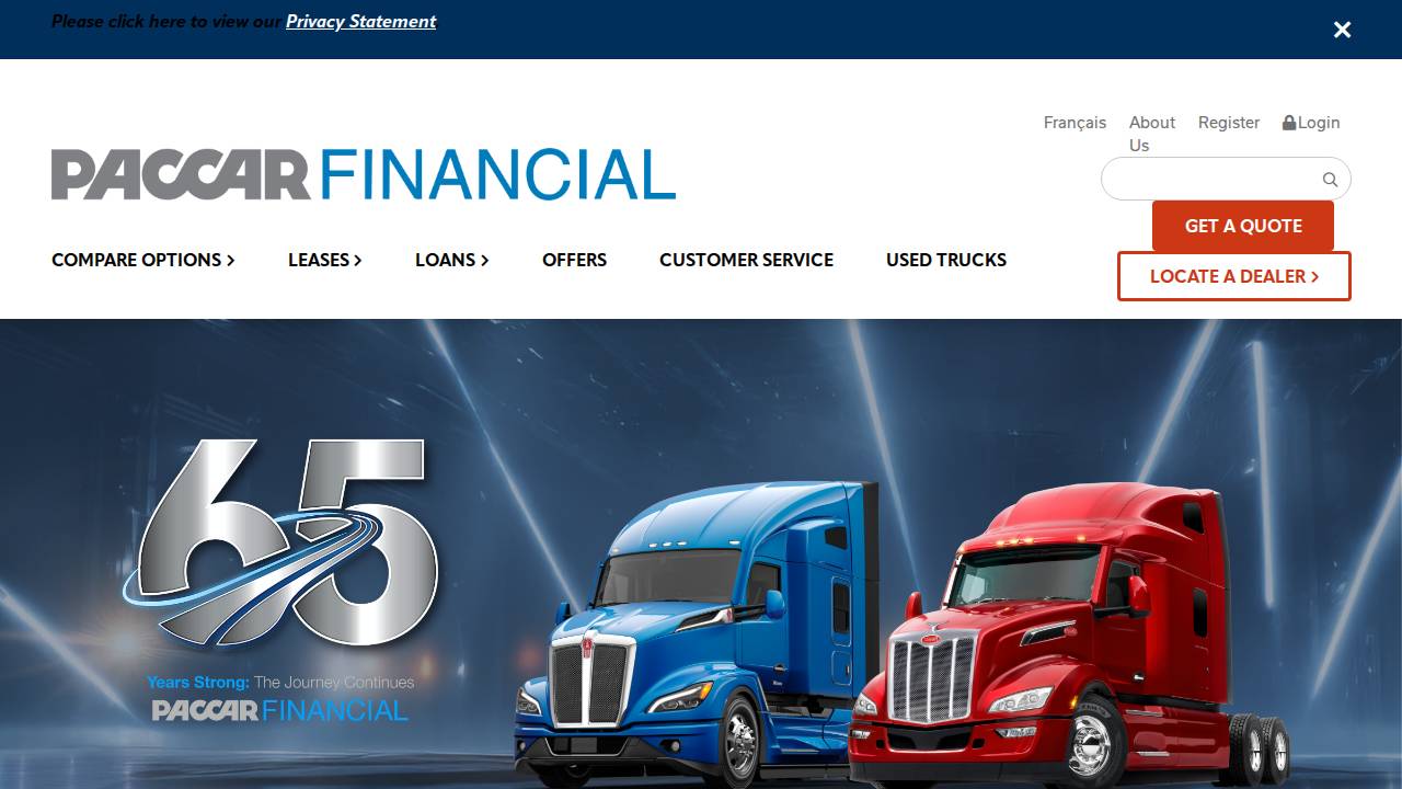 Paccar Financial Corp website screenshot