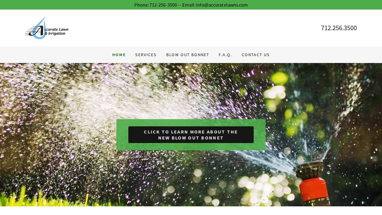 Accurate Lawn AND Irrigation LLC website screenshot