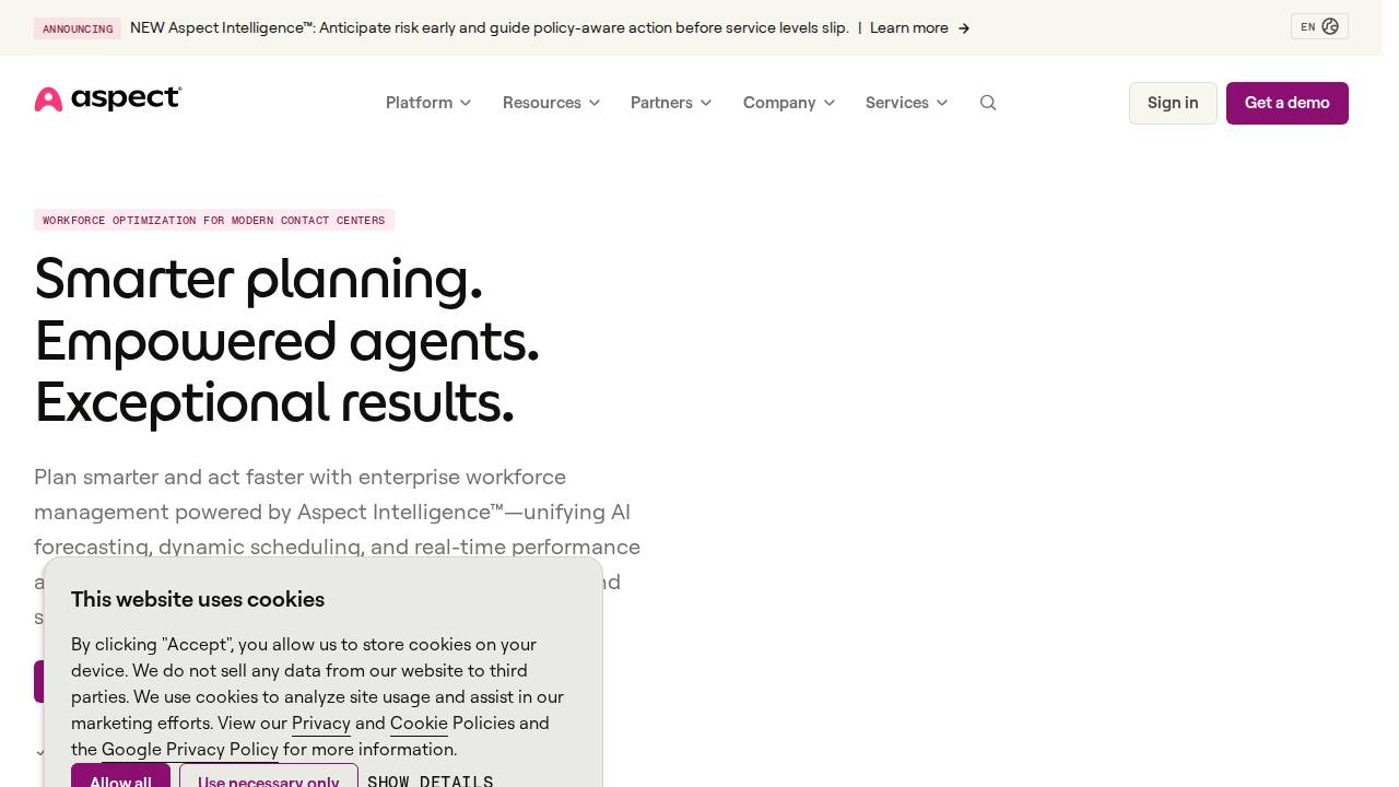 Aspect INC website screenshot