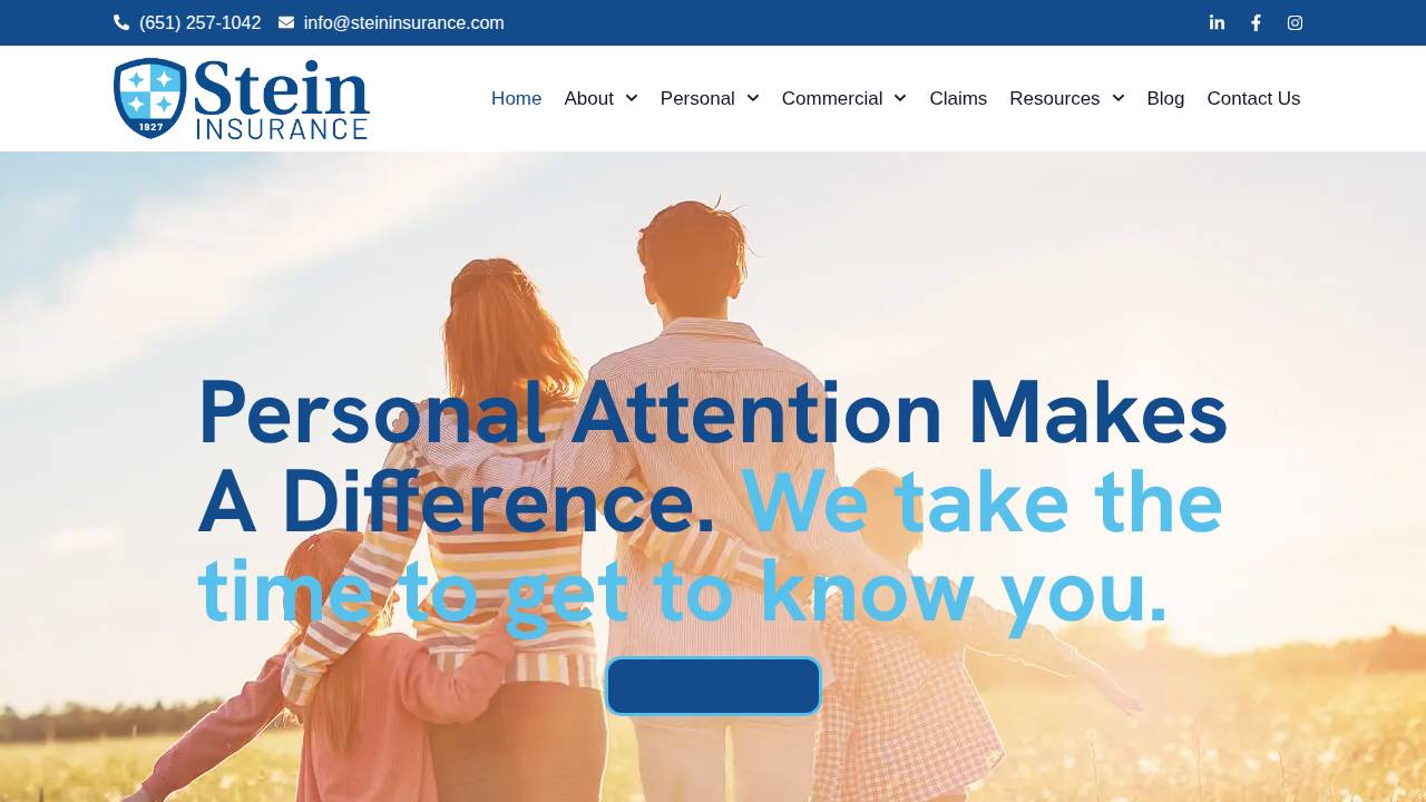 Stein Insurance & Financial Services, Inc. website screenshot