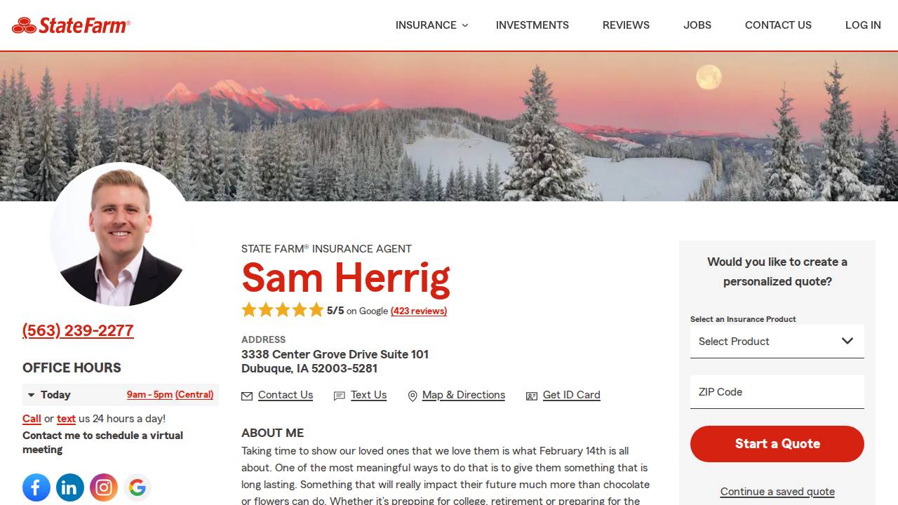 SAM Herrig Insurance AND Financial Services, Inc. website screenshot
