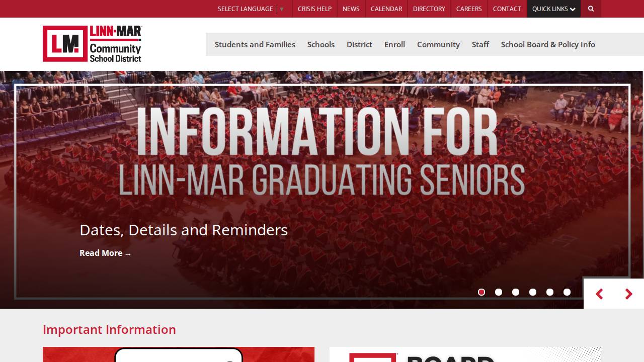 Linn MAR Community School District website screenshot