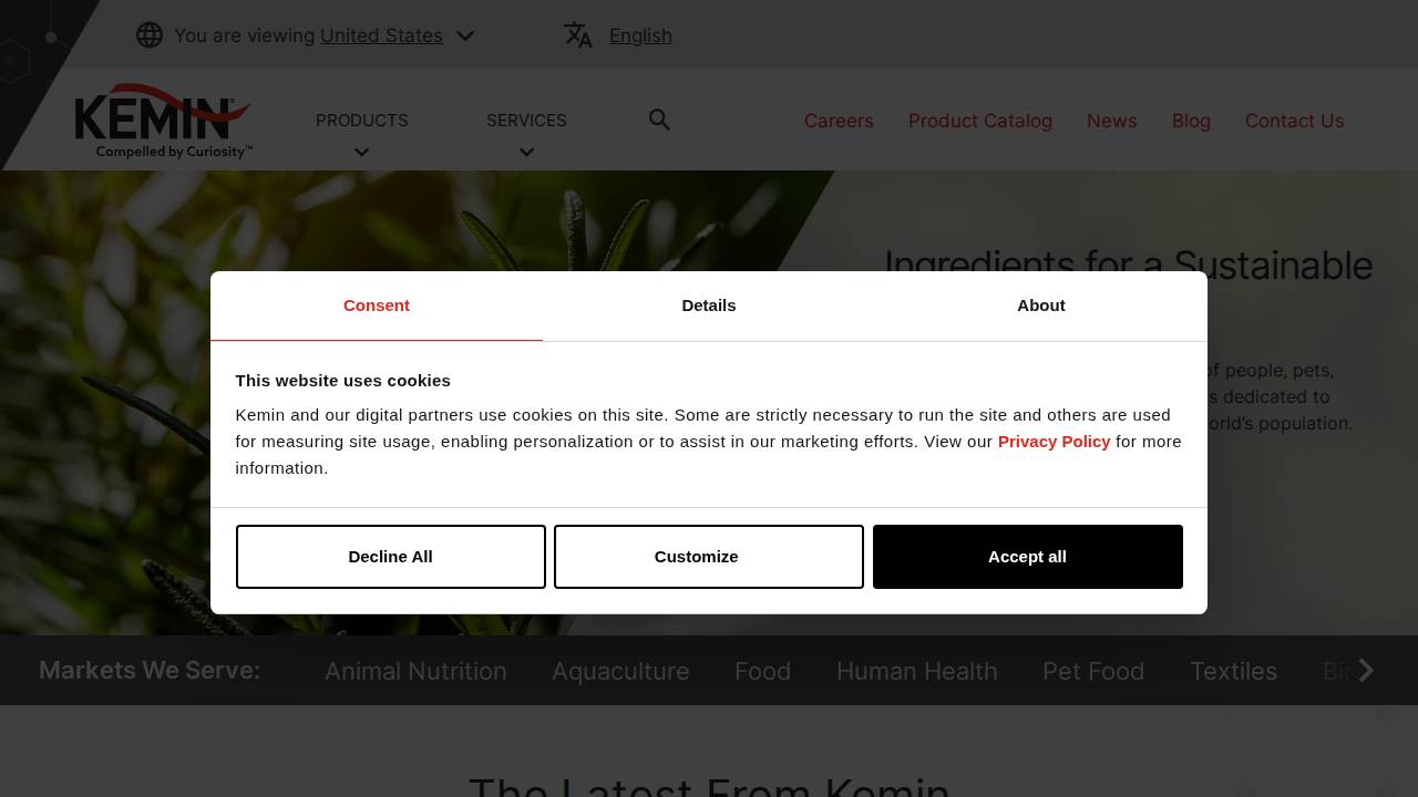Kemin Industries INC website screenshot