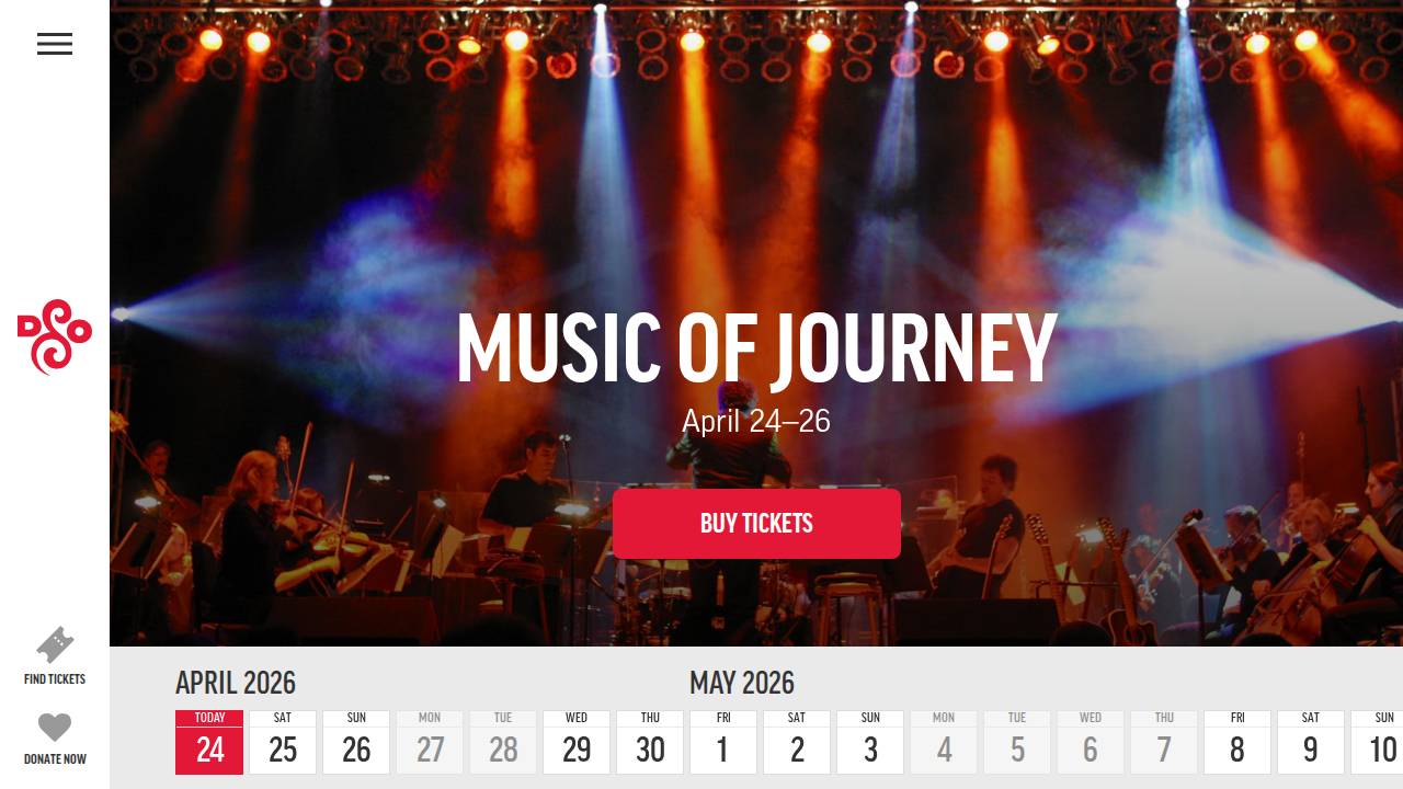 Dubuque Symphony Orchestra website screenshot