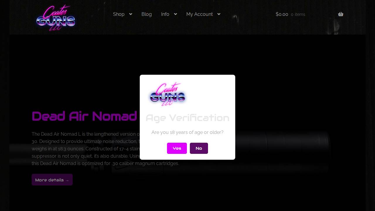Coates Guns LLC website screenshot