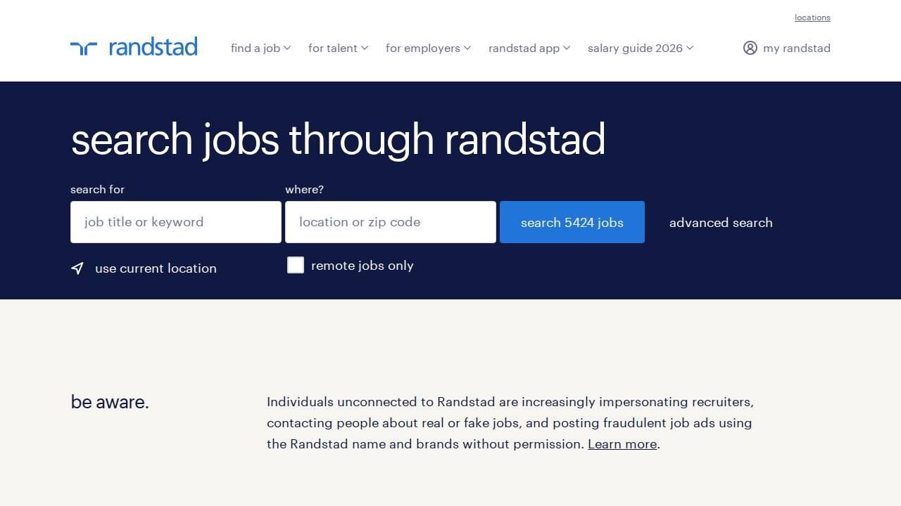 Randstad Professional US LP website screenshot