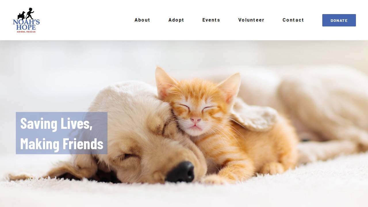 Noahs Hope Animal Rescue INC website screenshot