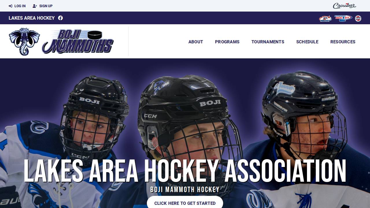 Lakes Area Hockey Association website screenshot