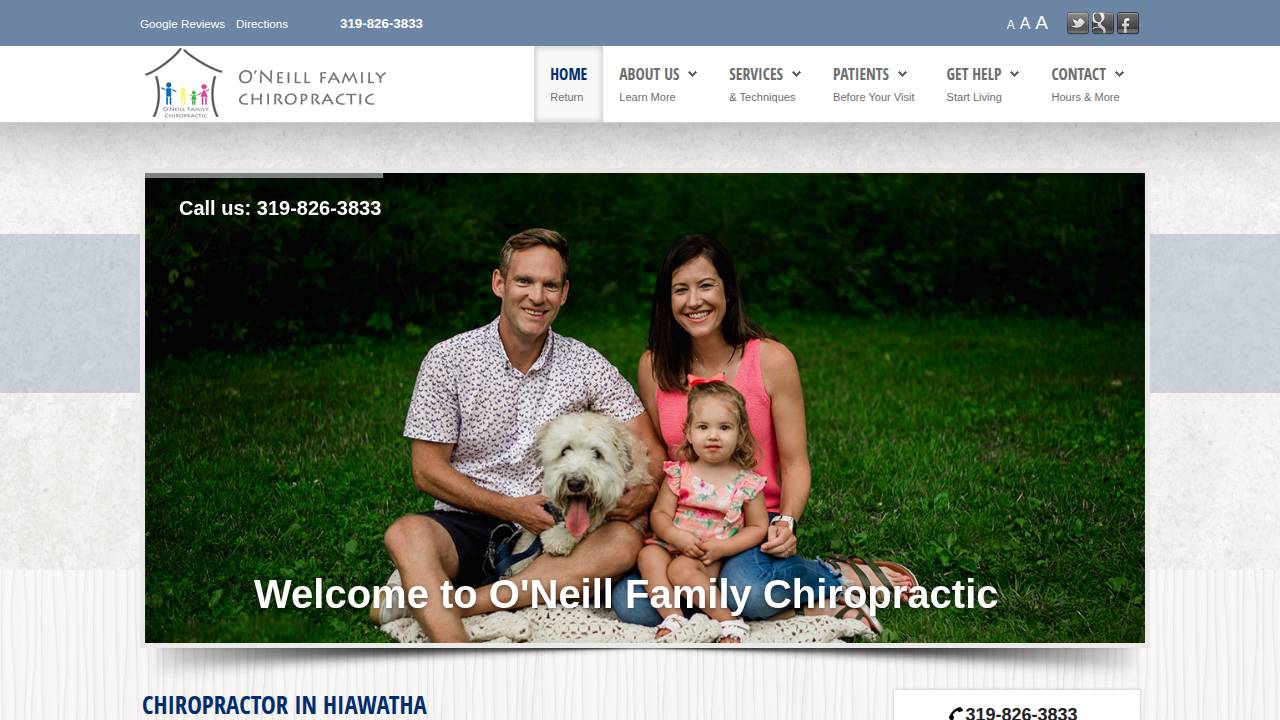 O'neill Family Chiropractic PC, O'neill Family Chiropractic website screenshot