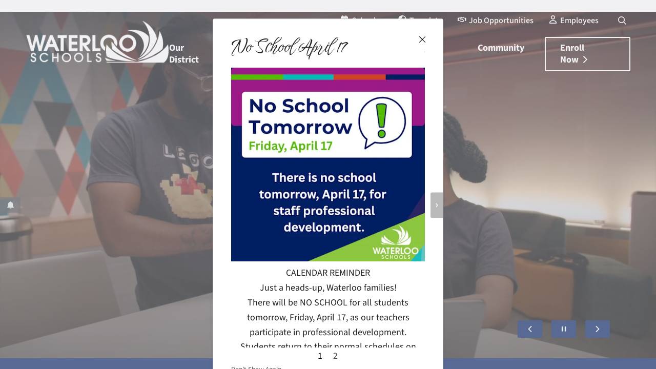 Waterloo Community School Dist, West High School website screenshot