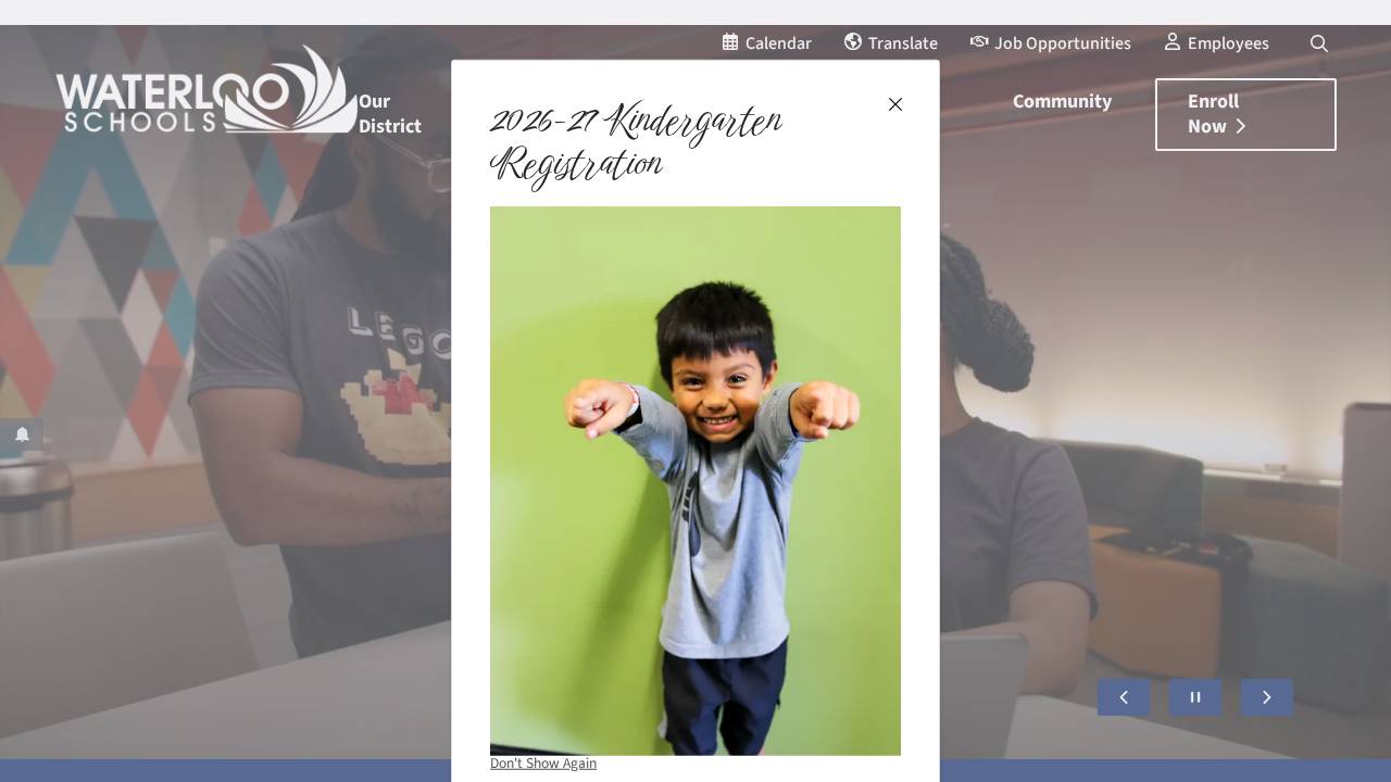 Waterloo Community School Dist, East High School website screenshot