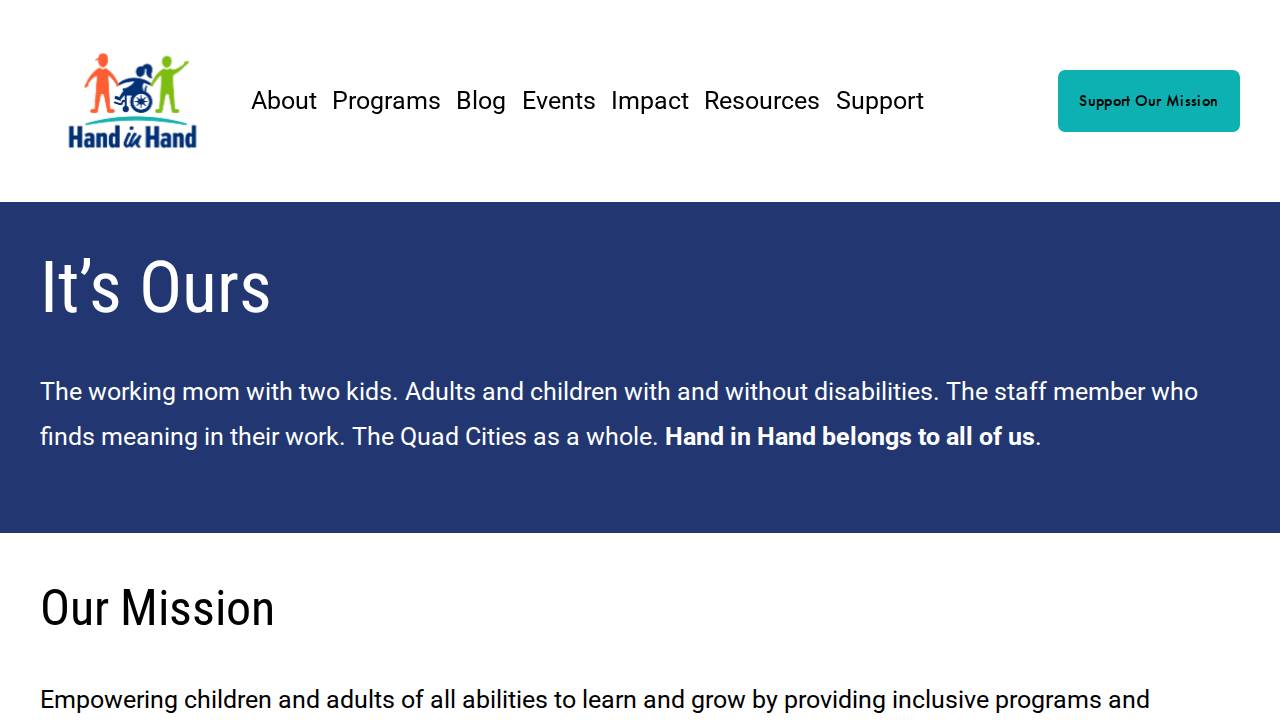 Hand IN Hand website screenshot