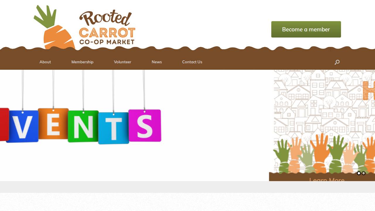 Rooted Carrot Cooperative Market, Cedar Falls Food CO OP website screenshot
