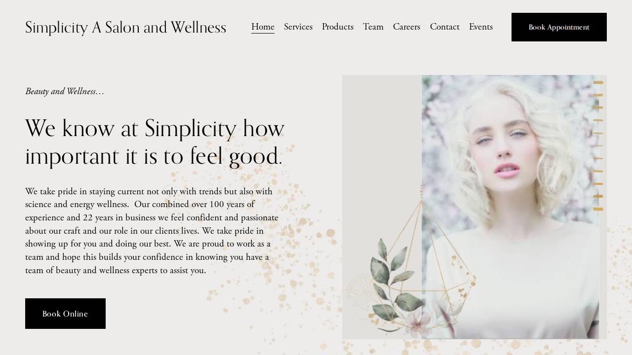 Simplicity Salon & Mini SPA website screenshot