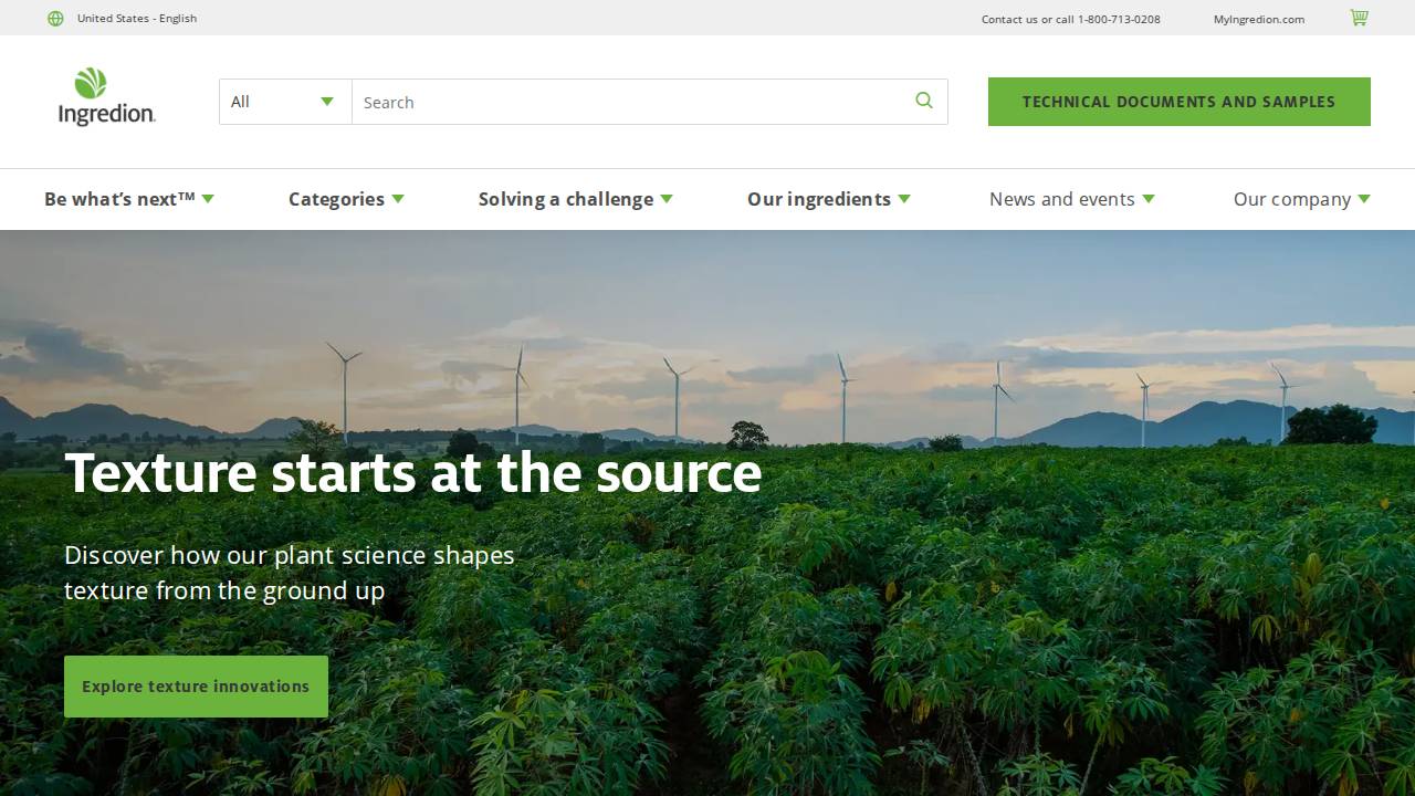 Ingredion website screenshot