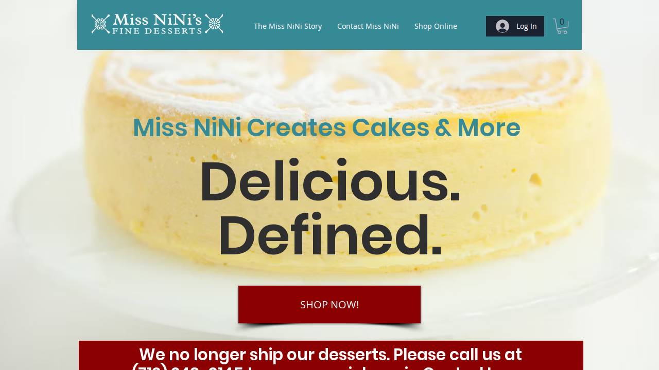 Miss Nini's Fine Desserts, Miss Ninis Desserterie website screenshot