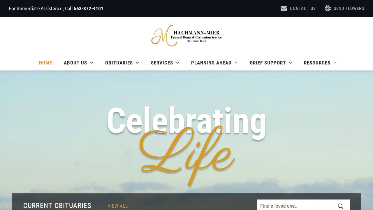 CJM Funeral Service Llc, Hachmann Funeral Home website screenshot