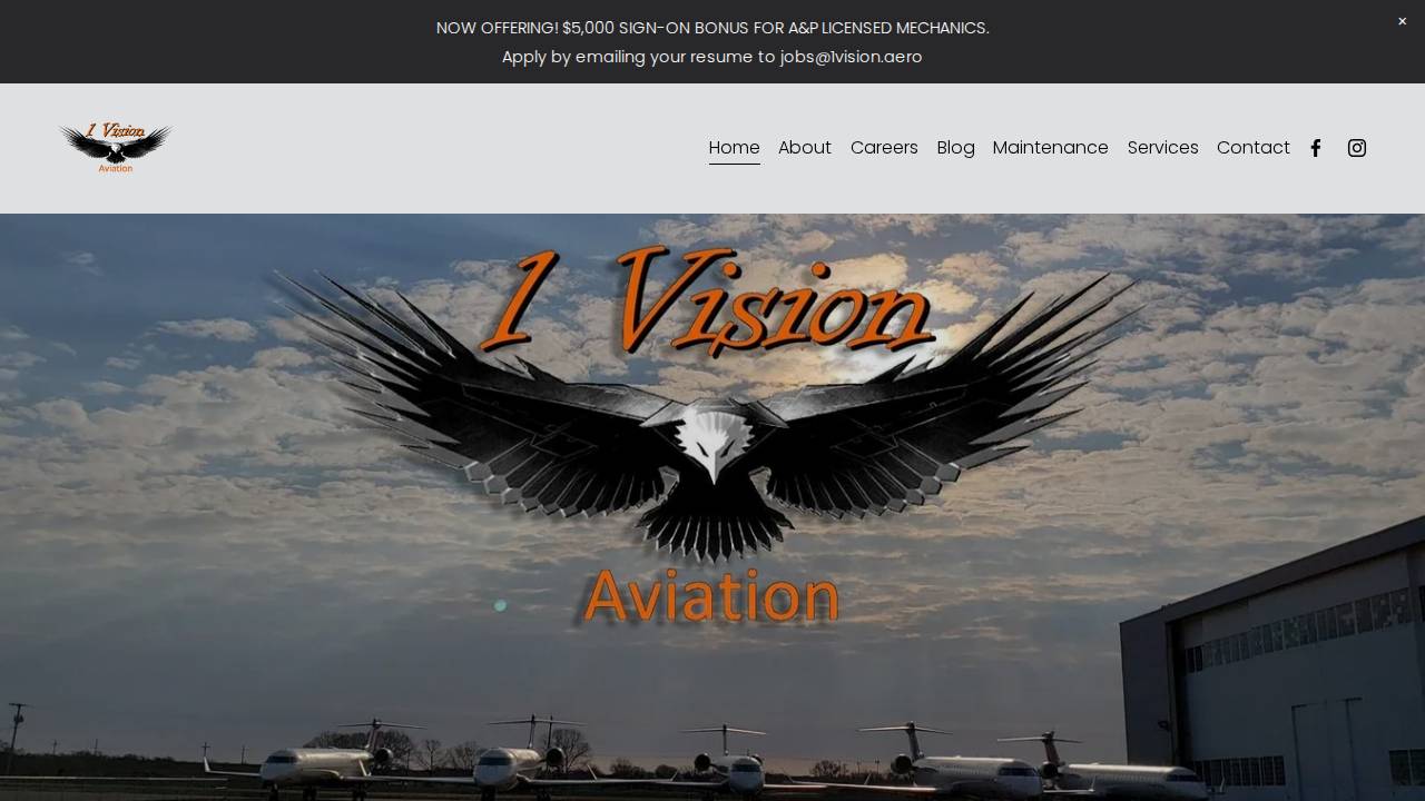 1 Vision Aviation Pllc website screenshot