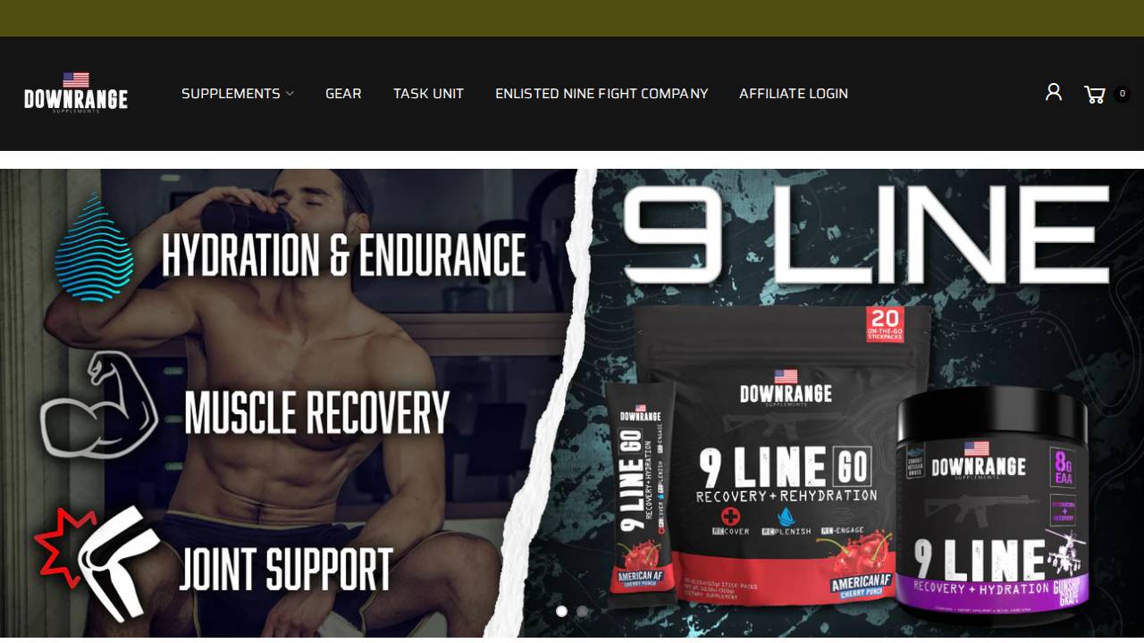 Downrange Supplements website screenshot
