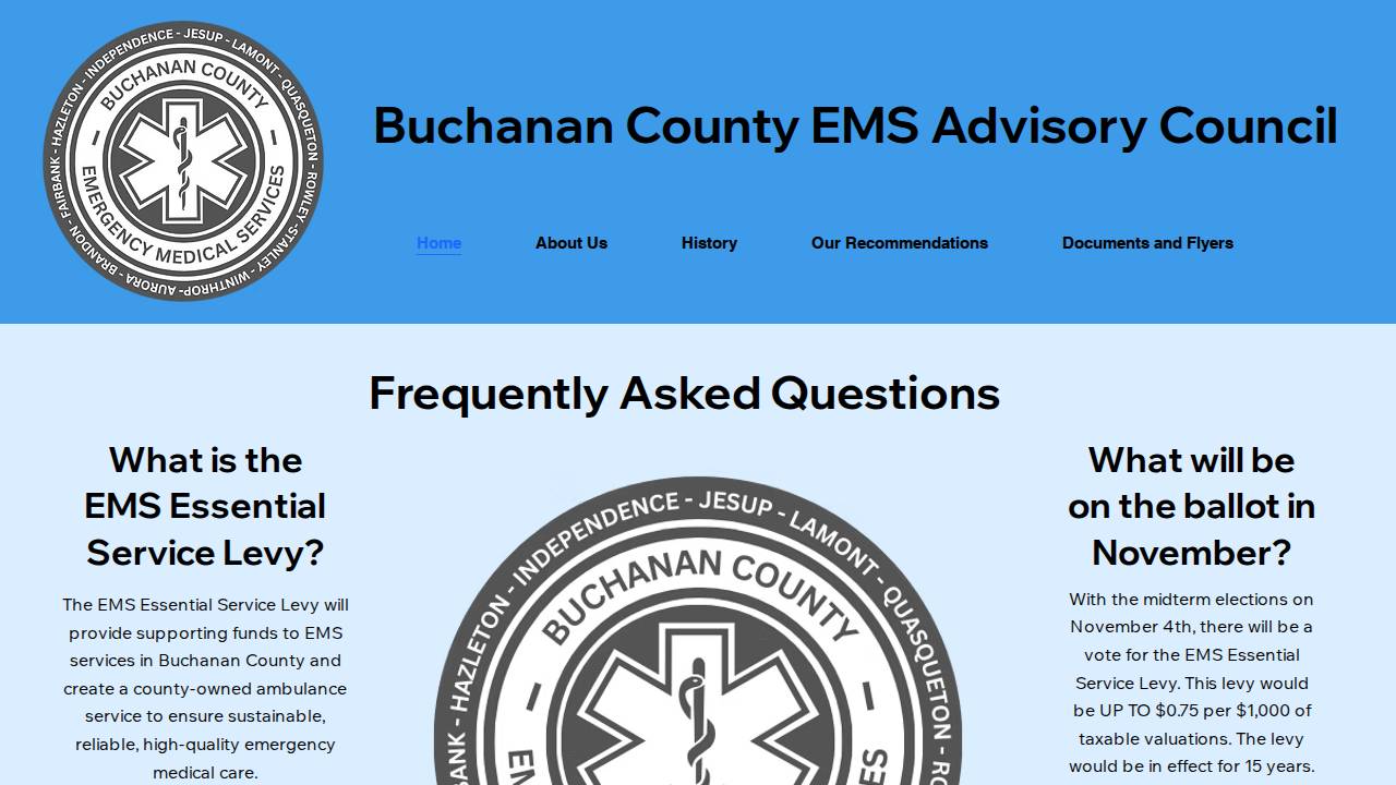 Buchanan County EMS Association website screenshot