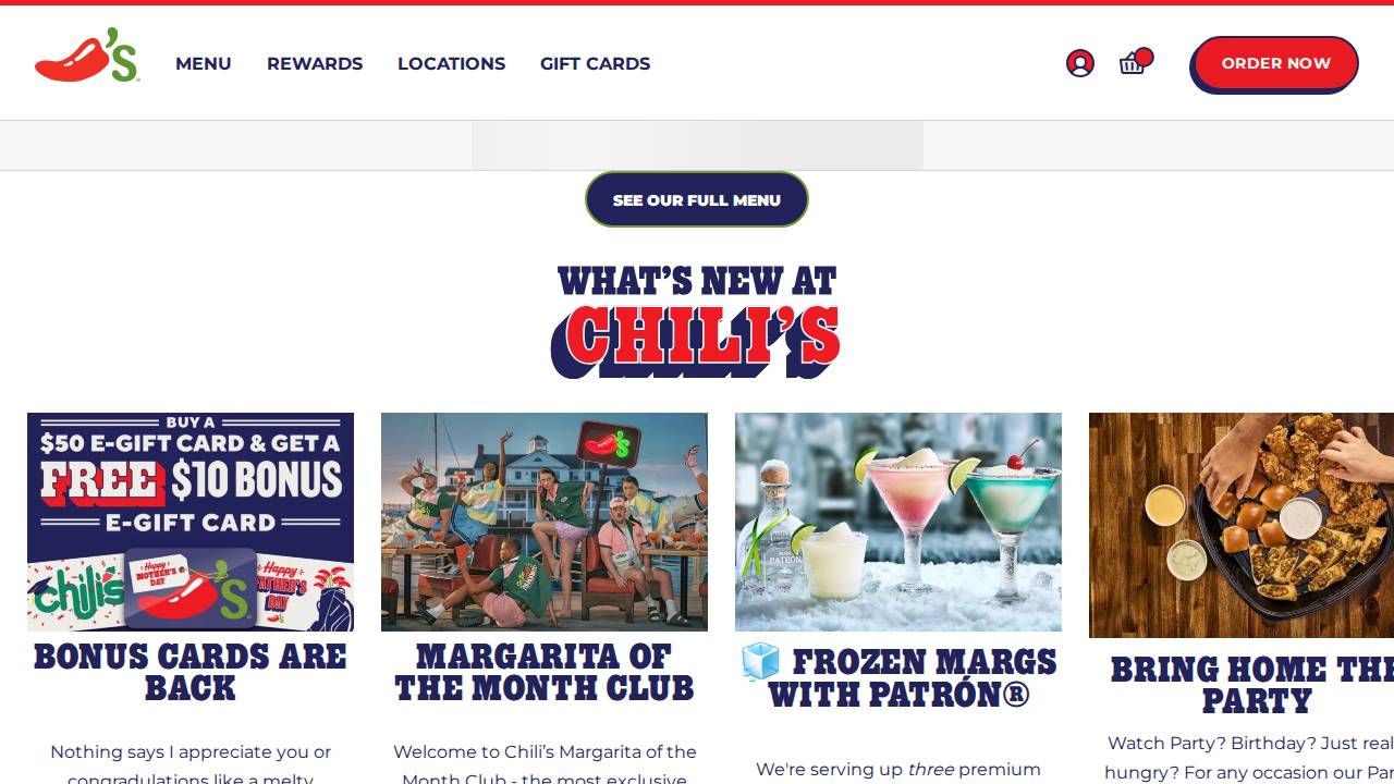 Brinker Restaurant Corporation, Chilis Grill & BAR 1810 website screenshot