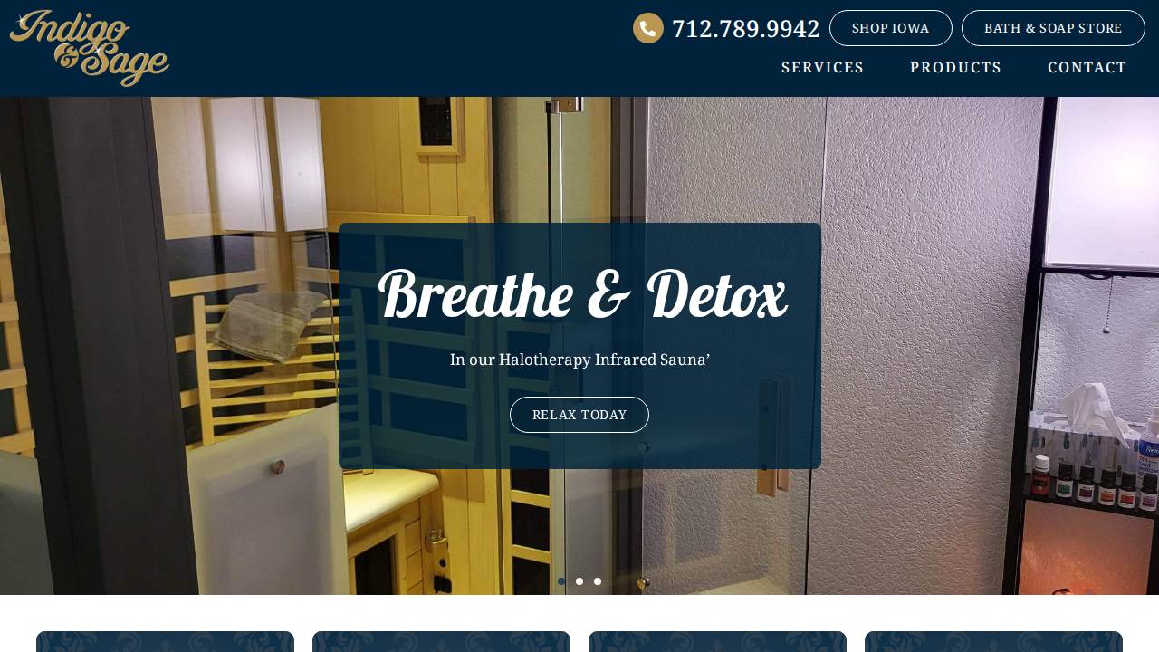 Indigo & Sage LLC website screenshot