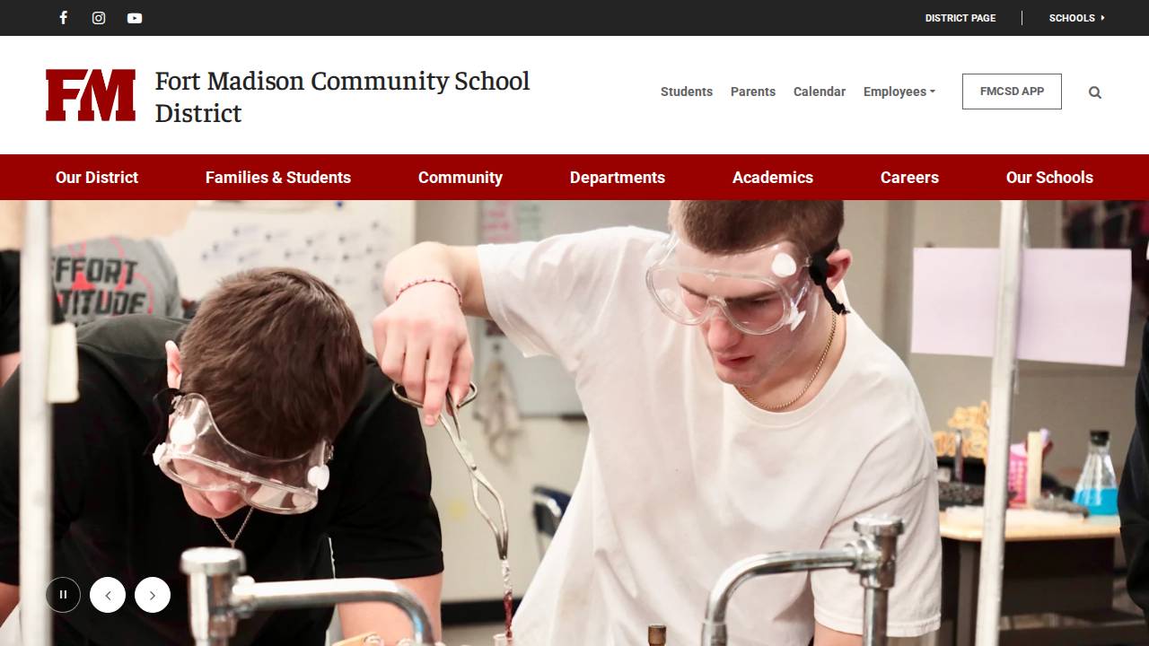 Fort Madison Community School District website screenshot