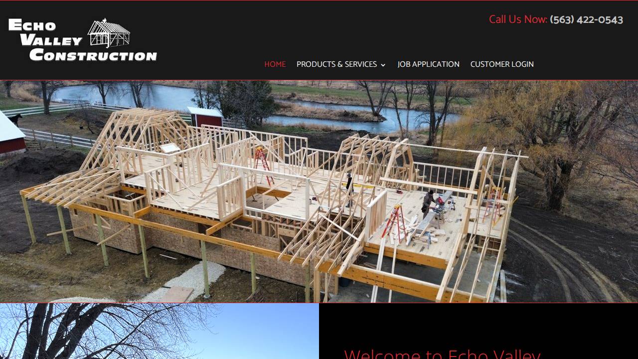 Echo Valley Construction LLC website screenshot