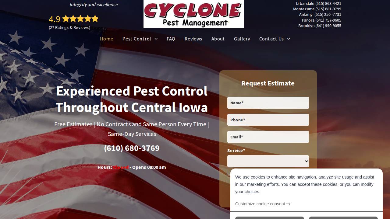 Jdhawk Llc, Cyclone Pest website screenshot