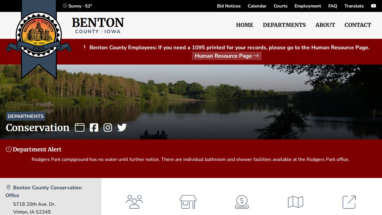 Benton County Conservation Foundation, Hannen Lake Park website screenshot