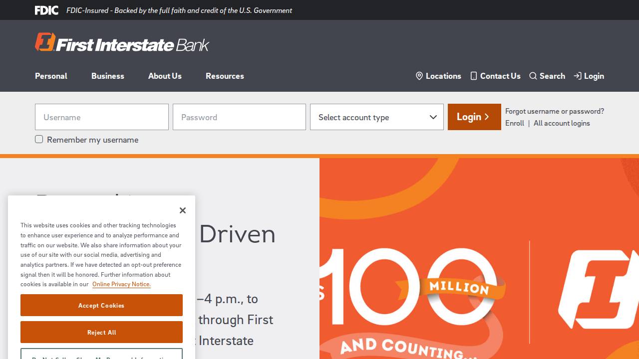 First Interstate Bank, Clive Hickman website screenshot