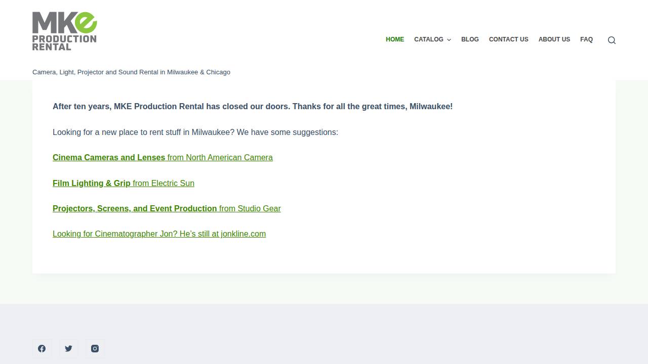 MKE Production Assistance, LLC website screenshot