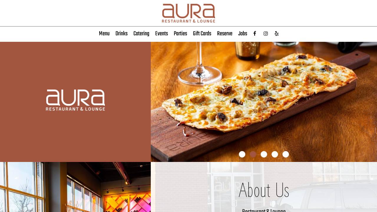Aura Restaurant & Lounge website screenshot