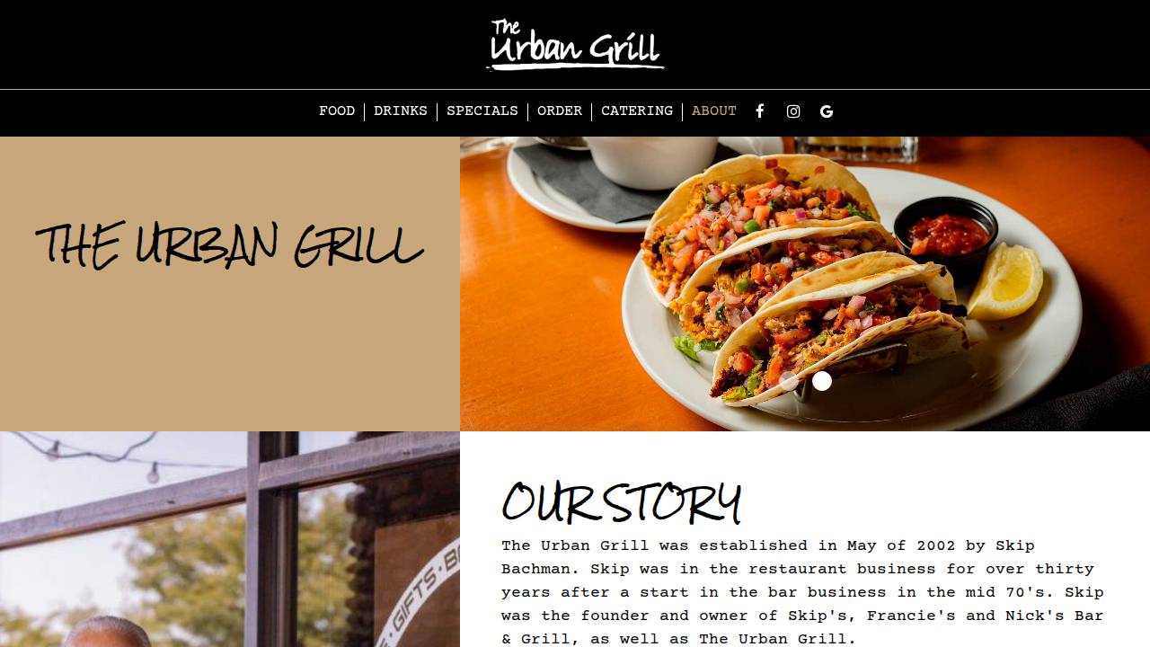 The Urban Grill website screenshot