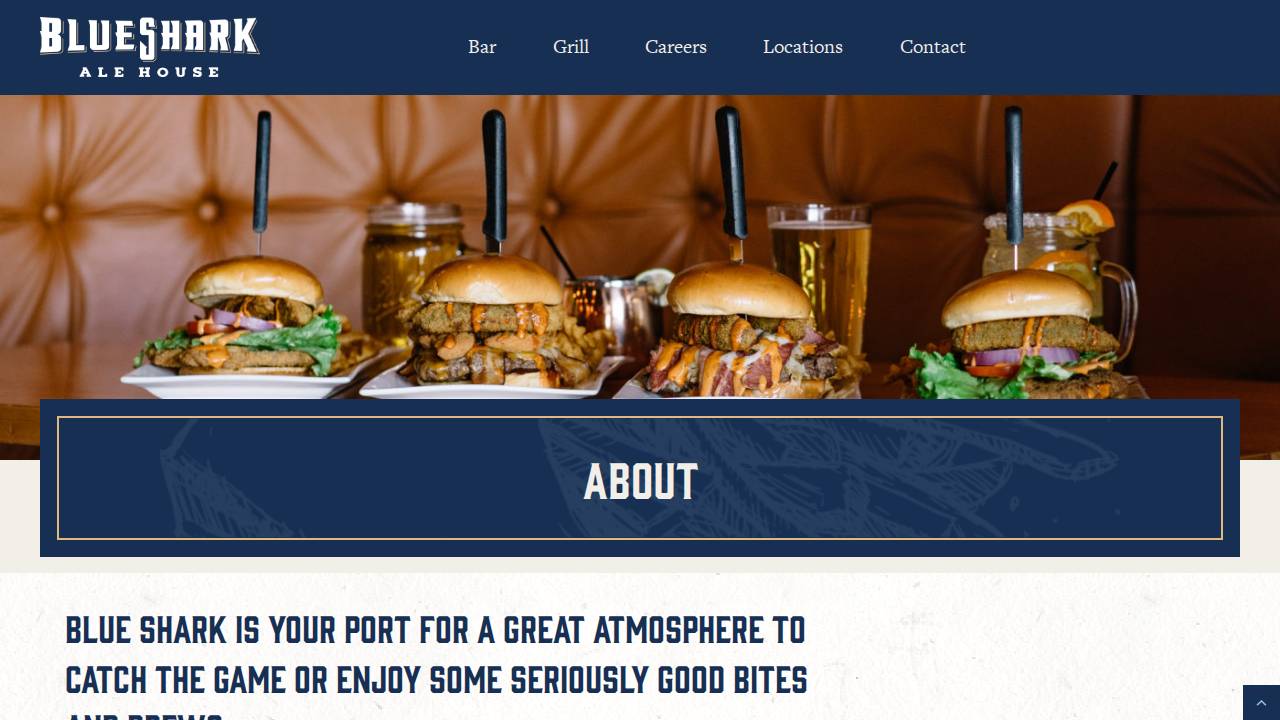 Blue Shark Ale House website screenshot
