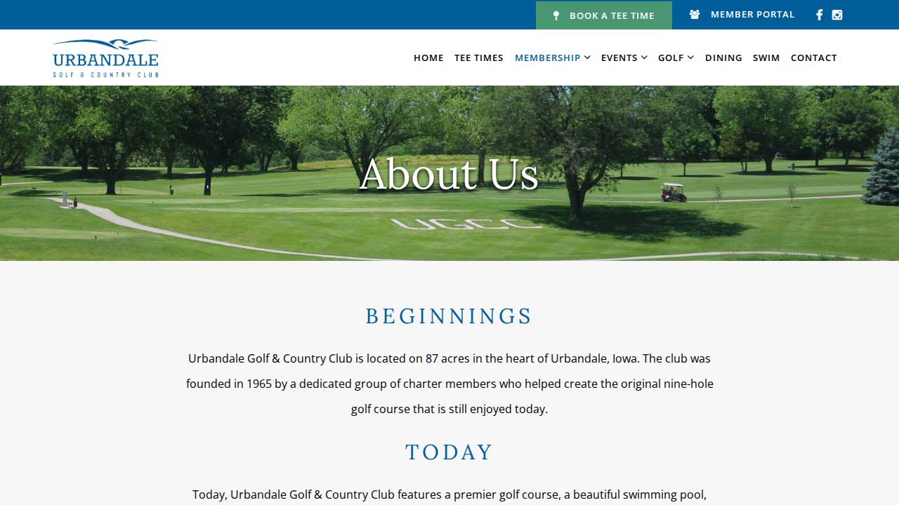 Urbandale Clubhouse And Restaurant website screenshot