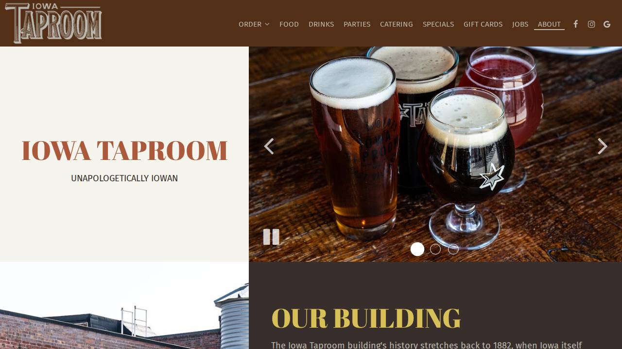 The Iowa Taproom website screenshot