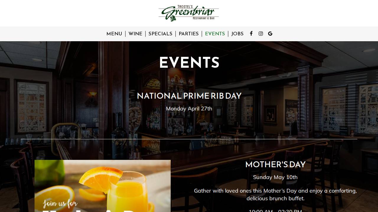 Trostel's Greenbriar website screenshot