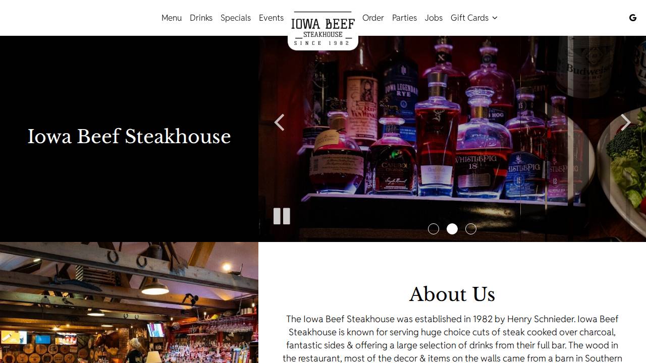 Iowa Beef Steak House website screenshot