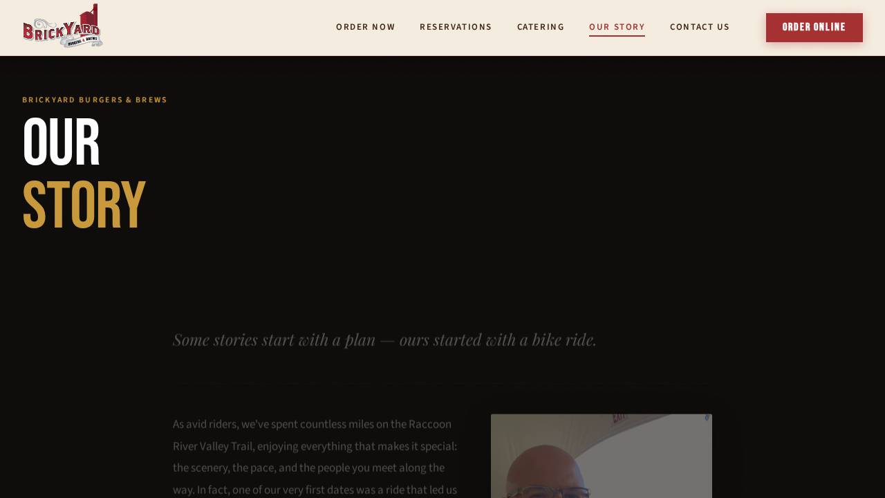 Brickyard Burgers & Brews website screenshot