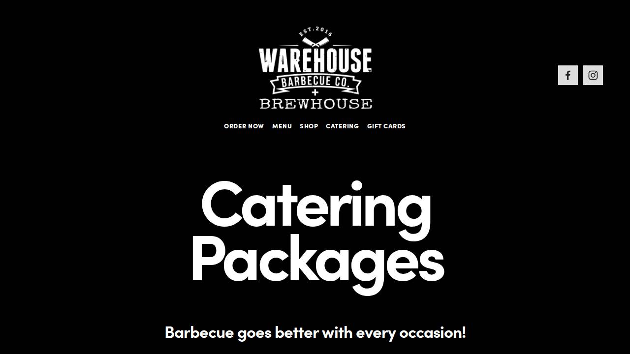 Warehouse Barbecue Co. & Brewhouse website screenshot