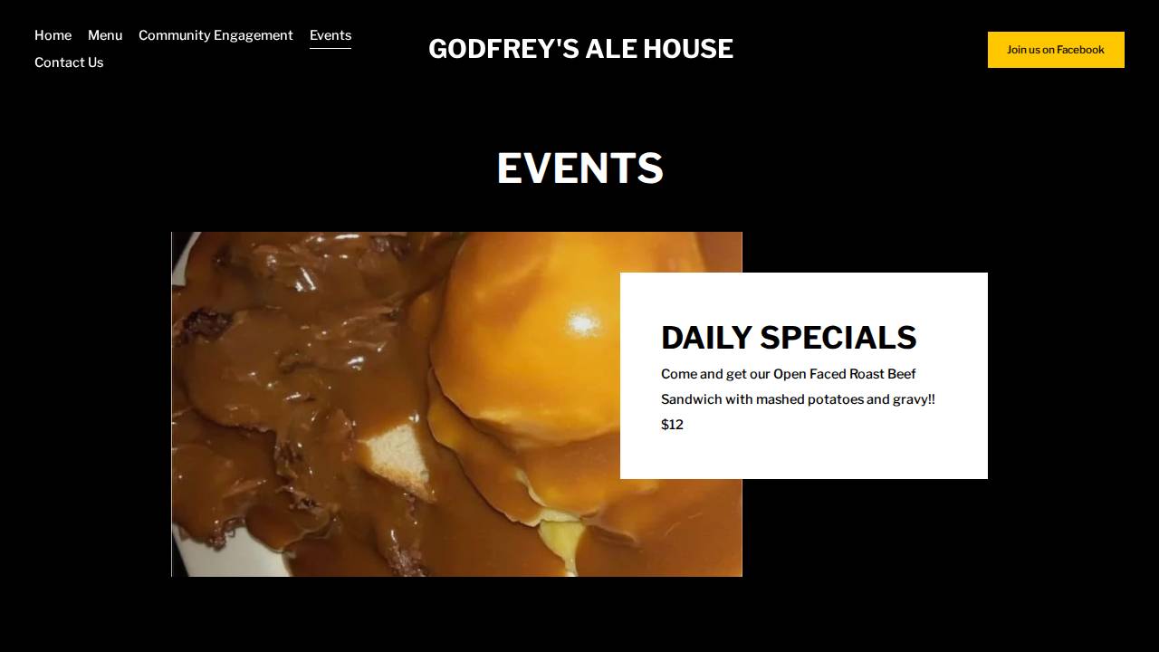 Godfrey's Ale House website screenshot