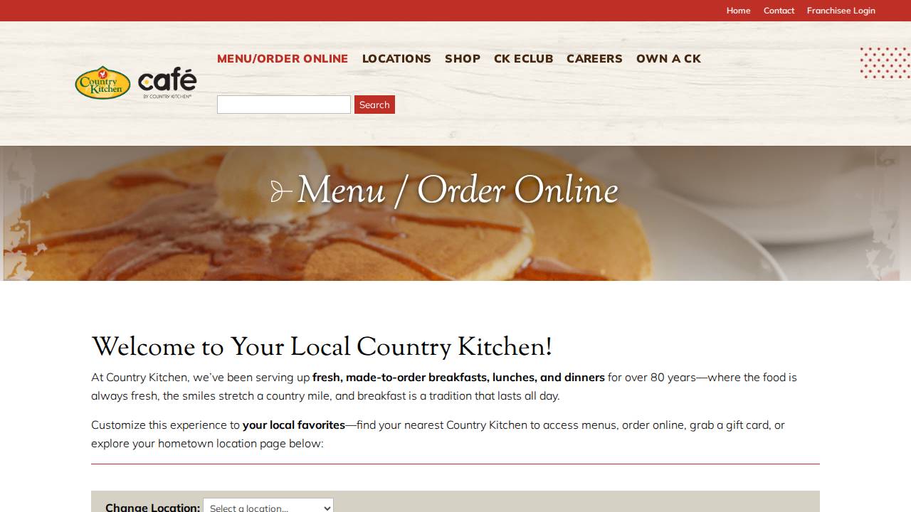 Café by Country Kitchen website screenshot
